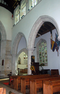 View from west end of nave towards south transept October 2008
